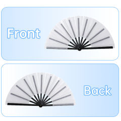 US warehouse 20pcs, 13inch Sublimation Double-sided Foldable Fans, Polyester Fan With Plastic Fan Handle
