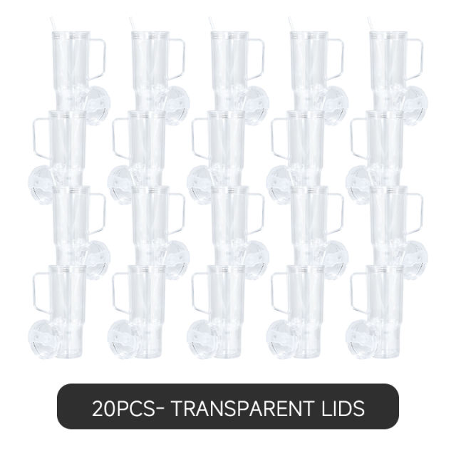 US Warehouse 20pcs 40oz clear plastic snow globe Cup with plugs mix colors lids
