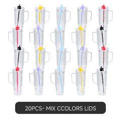 US Warehouse 20pcs 40oz clear plastic snow globe Cup with plugs mix colors lids
