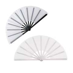 US warehouse 20pcs, 13inch Sublimation Double-sided Foldable Fans, Polyester Fan With Plastic Fan Handle