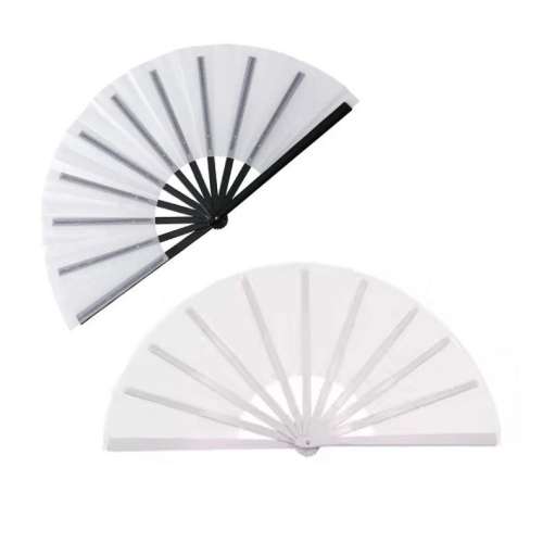 US warehouse 20pcs, 13inch Sublimation Double-sided Foldable Fans, Polyester Fan With Plastic Fan Handle