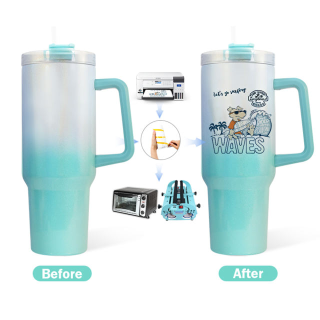US warehouse 6PCS 40oz Large Capacity Sublimation Ombre Color Mugs with handle,mixed colors