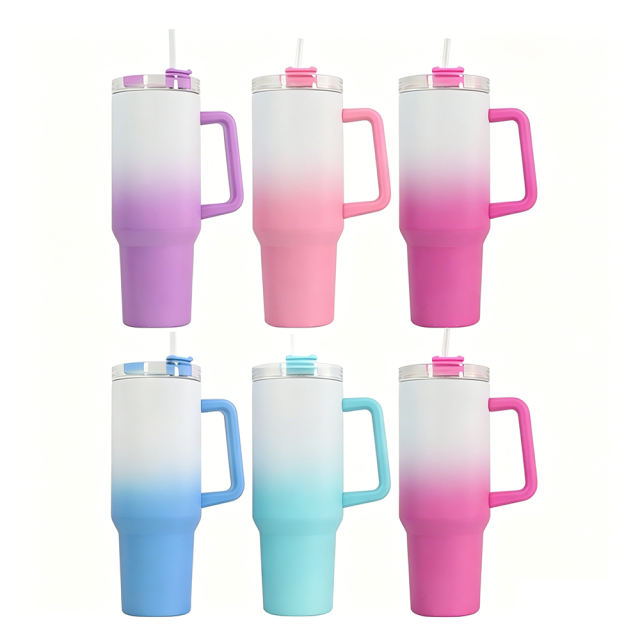 US warehouse 6PCS 40oz Large Capacity Sublimation Ombre Color Mugs with handle,mixed colors