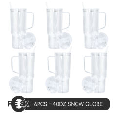 US Warehouse 6pcs 40oz clear plastic snow globe Cup with plugs mix colors lids