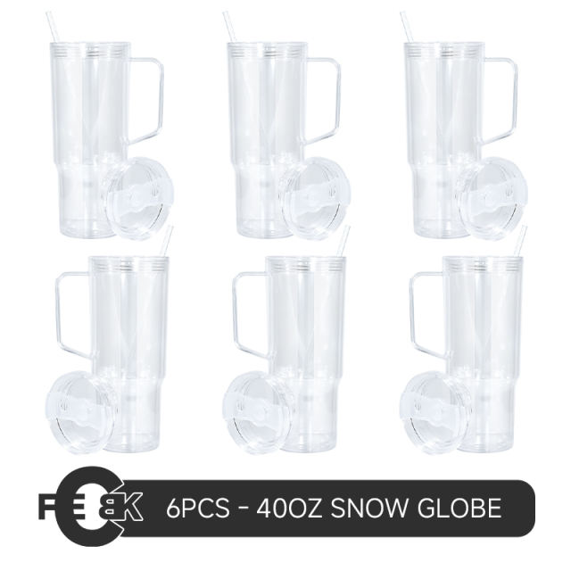 US Warehouse 6pcs 40oz clear plastic snow globe Cup with plugs mix colors lids