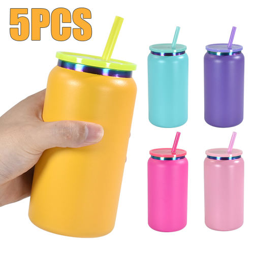 USA warehouse 5pcs/25pcs 16oz double wall stainless steel rainbow color underneath powder coated cans