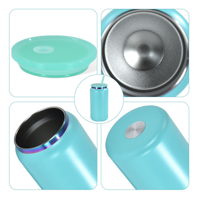 USA warehouse 5pcs/25pcs 16oz double wall stainless steel rainbow color underneath powder coated cans