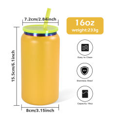USA warehouse 5pcs/25pcs 16oz double wall stainless steel rainbow color underneath powder coated cans