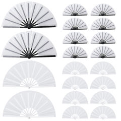 US warehouse 20pcs, 13inch Sublimation Double-sided Foldable Fans, Polyester Fan With Plastic Fan Handle