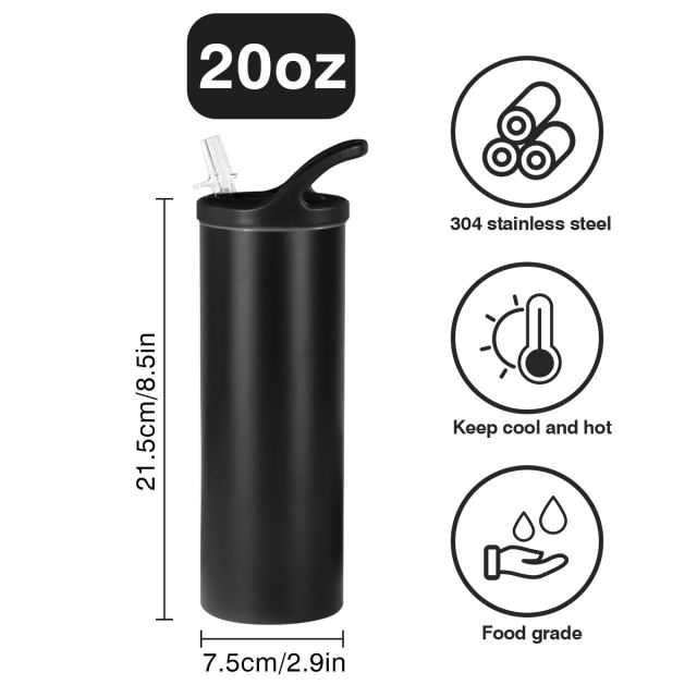 US warehouse 12pcs/30pcs 20oz powder coated skinny tumblers with dual lids