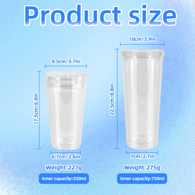 US warehouse 12pcs 16oz/24oz double wall acrylic plastic tumbler with straw