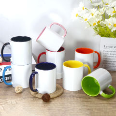 US warehouse 11oz sublimation blank ceremic coffee mugs with colored inside and handle