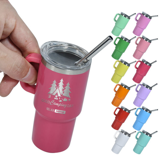 US warehouse 12PCS  3ooz/4oz stainless steel color shot glass with handle and metal straw