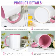 US warehouse 11oz sublimation blank ceremic coffee mugs with colored inside and handle