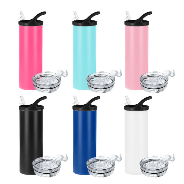 US warehouse 12pcs/30pcs 20oz powder coated skinny tumblers with dual lids