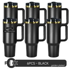 US warehouse 6pcs 40oz Non-Sub white and balck Powder Coated color gold base tumbler mug