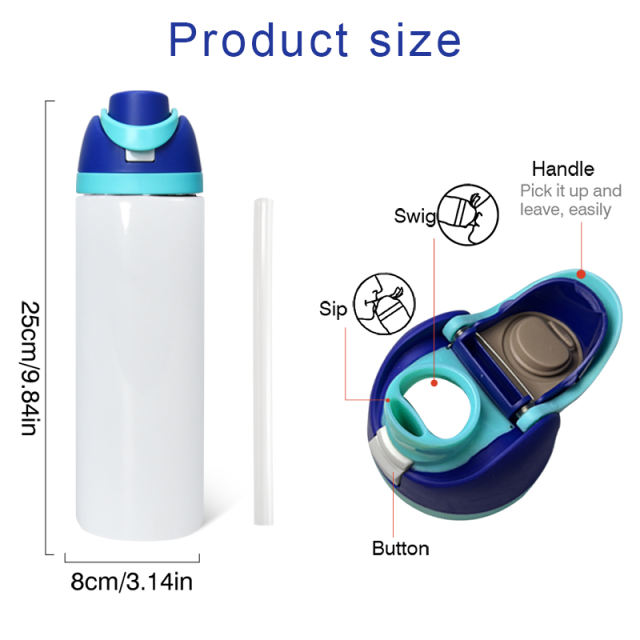 16pcs Pack,  16oz & 24oz straight sublimation water bottle FreeSip Insulated Stainless Steel Water Bottle with Straw
