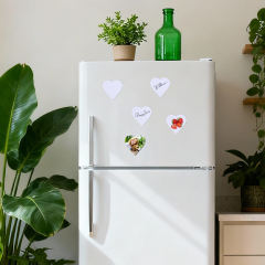 US warehouse 50pcs, sublimation Heat transfer paper refrigerator magnet with pearlescent finish, strong magnetic adhesion, ideal for cultural and tourism-themed fridge magnets,heart,round,square