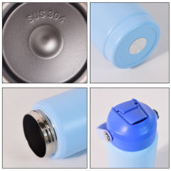 12pcs, 20oz/600ml powder coating sports Water Bottle with Sip And Swig 2 in 1 Lids Double Wall Vacuum Insulated Tumbler with Handle Lid, withrubber bottom rim