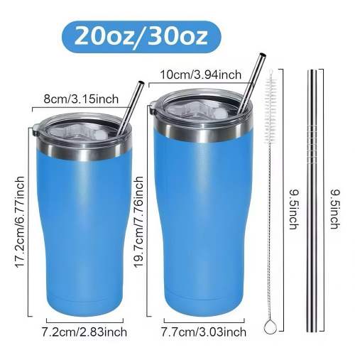 12pcs， 20oz/30oz mix color Curved tumbler Powder Coating Travel Cup - Silver Color Plated, With Lid And Straw, Double Wall Vacuum Insulated Coffee Cups For Cold & Hot Drinks, Insulation Travel Tumblers, For Laser Engraving Tumbler