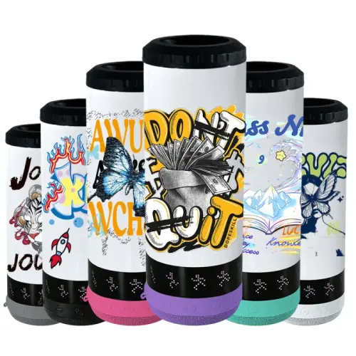 US warehouse  6pcs 16oz speaker new type 4 in 1 cooler sublimation blanks tumblers with LED screen