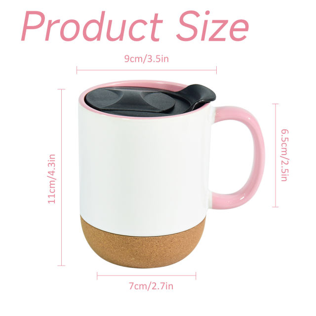 US warehouse 15oz part - colored glossy ceramic sublimation mug with bottom and black plastic lids