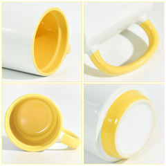 US warehouse 15oz part - colored glossy ceramic sublimation mug with bottom and black plastic lids