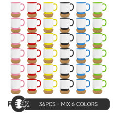 US warehouse 15oz part - colored glossy ceramic sublimation mug with bottom and black plastic lids