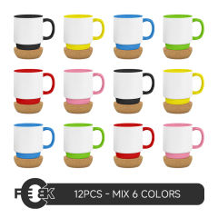 US warehouse 15oz part - colored glossy ceramic sublimation mug with bottom and black plastic lids