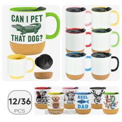 US warehouse 15oz part - colored glossy ceramic sublimation mug with bottom and black plastic lids