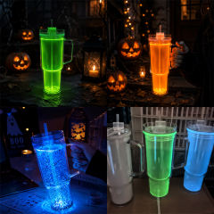 US Warehouse 12/18pcs 40oz glow in the dark snow globe cups ,double wall platic cup with predriled hole and plug