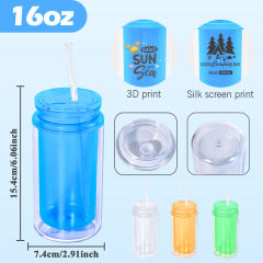 US warehouse 24pcs glow in the dark 16oz double wall  snowglobe can with predrilled and plug