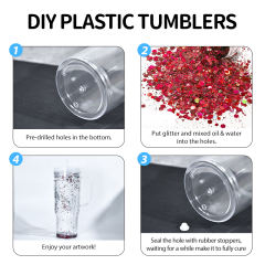 US Warehouse 12/18pcs 40oz glow in the dark snow globe cups ,double wall platic cup with predriled hole and plug