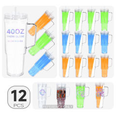 US Warehouse 12/18pcs 40oz glow in the dark snow globe cups ,double wall platic cup with predriled hole and plug