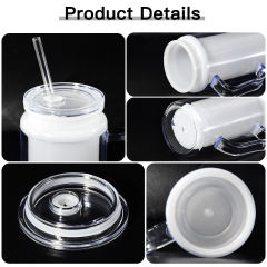 US warehouse 24pcs glow in the dark 16oz double wall  snowglobe can with with predrilled and plug,16oz double wall cups with handle