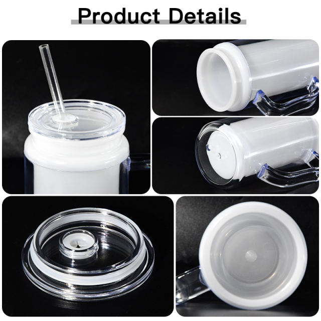 US warehouse 24pcs glow in the dark 16oz double wall  snowglobe can with with predrilled and plug,16oz double wall cups with handle