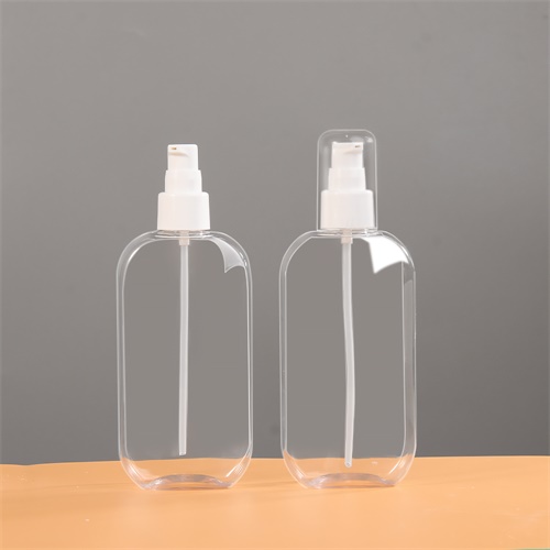 PET Lotion Cream Bottle Custom Printing 300ml Empty Flat Transparent Plastic Container For Body Lotion