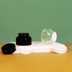 Glass Jar Ladder-shaped 50g Black Luxury Empty Shoulder Angle Cosmetics Facial Cleansing Cream Jars