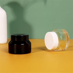 Glass Jar Ladder-shaped 50g Black Luxury Empty Shoulder Angle Cosmetics Facial Cleansing Cream Jars