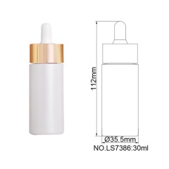 Glass Dropper Bottle Pearl White 30ml Cylinder Essential Oil Serum Package