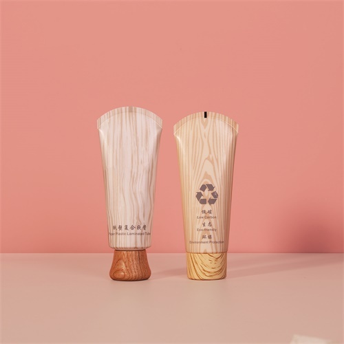 Eco-friendly 140ml Paper Plastic Laminated Cream Tube With Wooden Cap for Lotion Cosmetics
