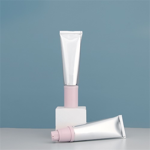 Cream Tube with Lotion Pump Empty 50ml Highly Shining Luxury Silver Squeeze ABL Tube