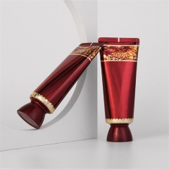 New Arrival Aluminium Barrier Laminated Face Wash Tube 100ml Wine Red Color Gold Printed