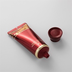 New Arrival Aluminium Barrier Laminated Face Wash Tube 100ml Wine Red Color Gold Printed