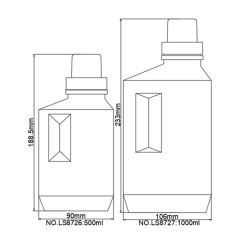 Custom 500ml 1000ml White Square Empty HDPE Plastic Laundry Detergent Liquid Bottle 1L