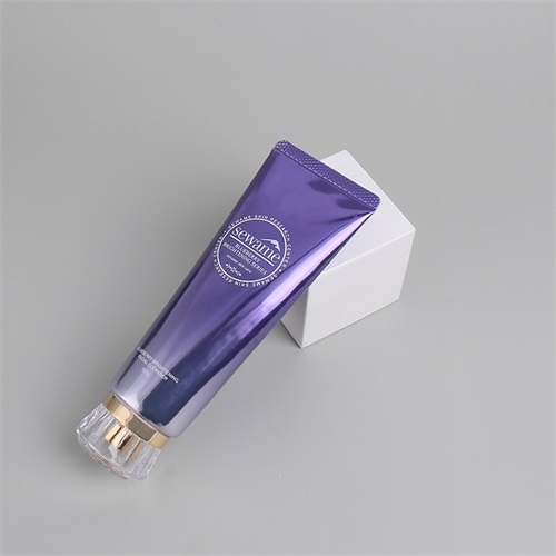 Colored Purple Aluminum Squeeze Cosmetic Tube 3OZ with Fancy Acrylic Cap Custom Printing