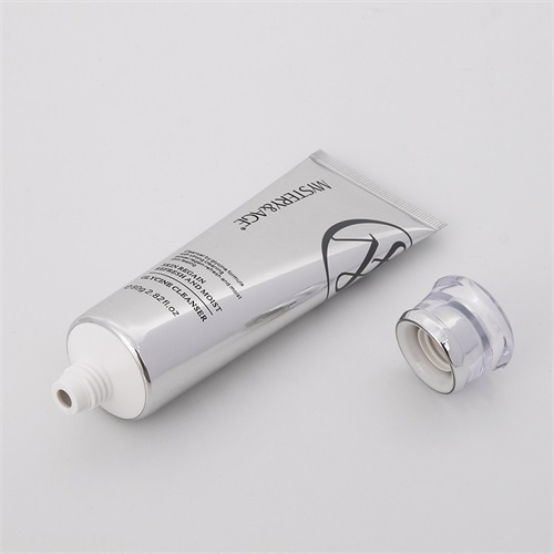 80ml Shiny Silver Tube Laminated with Clear Acrylic Cap for Cream Facial Cleanser Soft Squeeze Tube