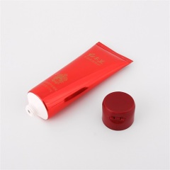 Red Aluminum Laminated EVOH Barrier Tube Disc Cap Flipcap 120g Cosmetic Tubes Packaging
