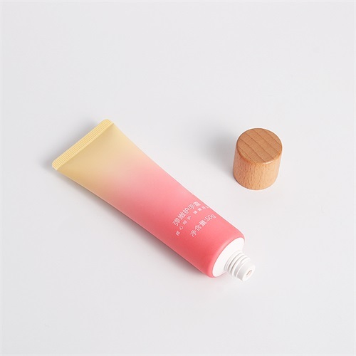 50ml Gradient Colored Face Wash Tube With Screw Bamboo Cap Cosmetic Packaging