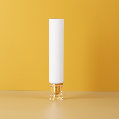 Empty Cosmetic Eye Cream Packaging 35g White Squeeze Plastic Soft Tube Nozzle with Gold Acrylic Lid